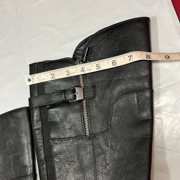 GUESS BLACK Harson TALL RIDING BOOTS 9M side zip buckle GGHILIGHT stretchy calf - Picture 7 of 14